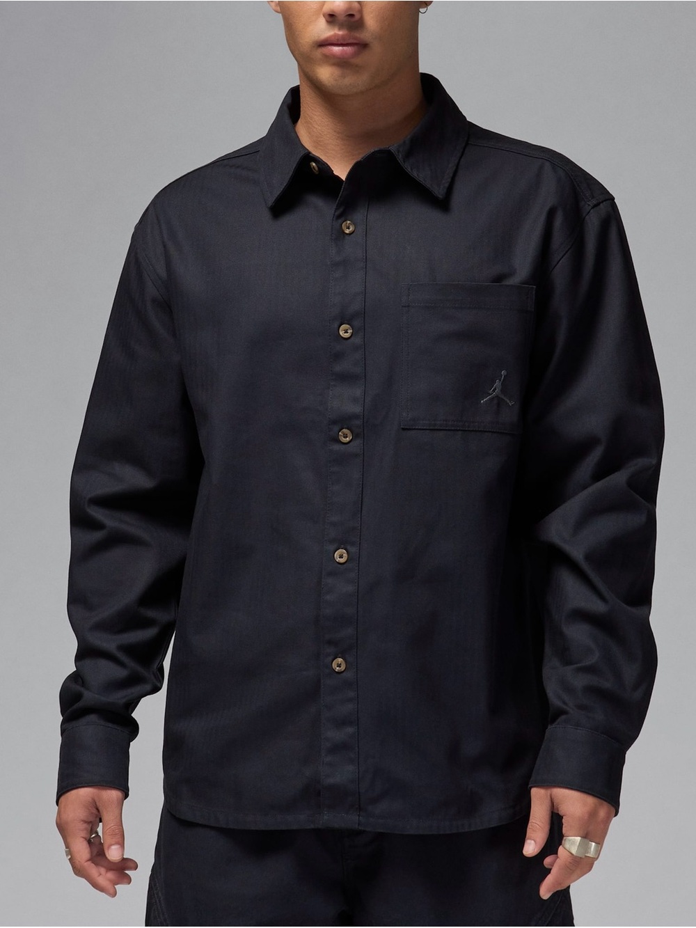 NWT $120 Nike Jordan Essentials Men's Button-Down Shirt Loose Fit Black Small